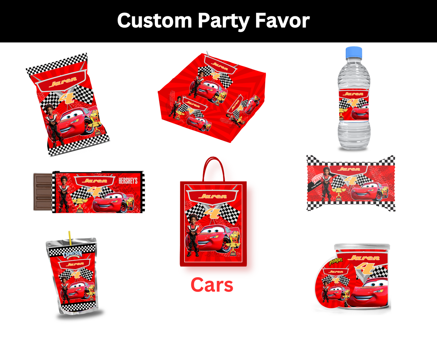 Cars Birthday Party Favor Editable Digital Template