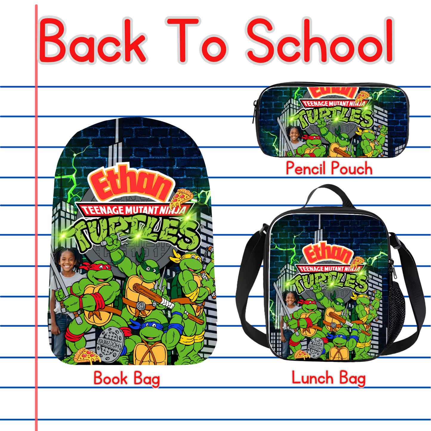 Teenage Mutant Ninja Turtles Back to school Digital Editable Canva Template