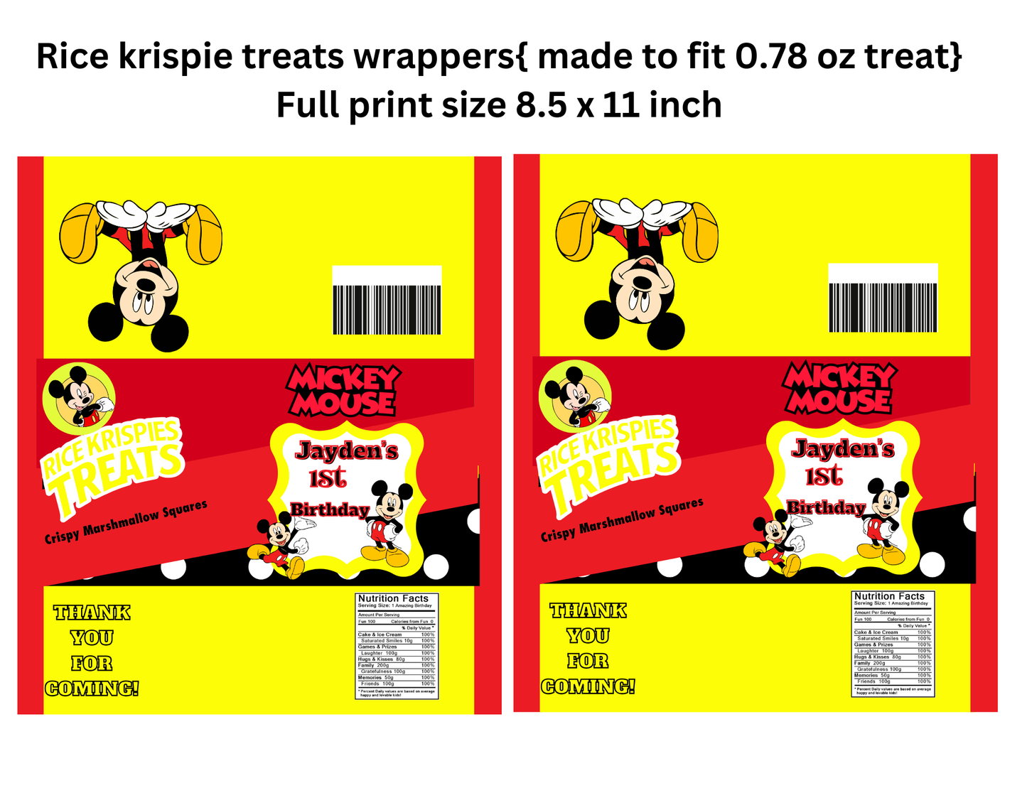 Mickey Mouse Birthday Party Favor editable digital Canva template