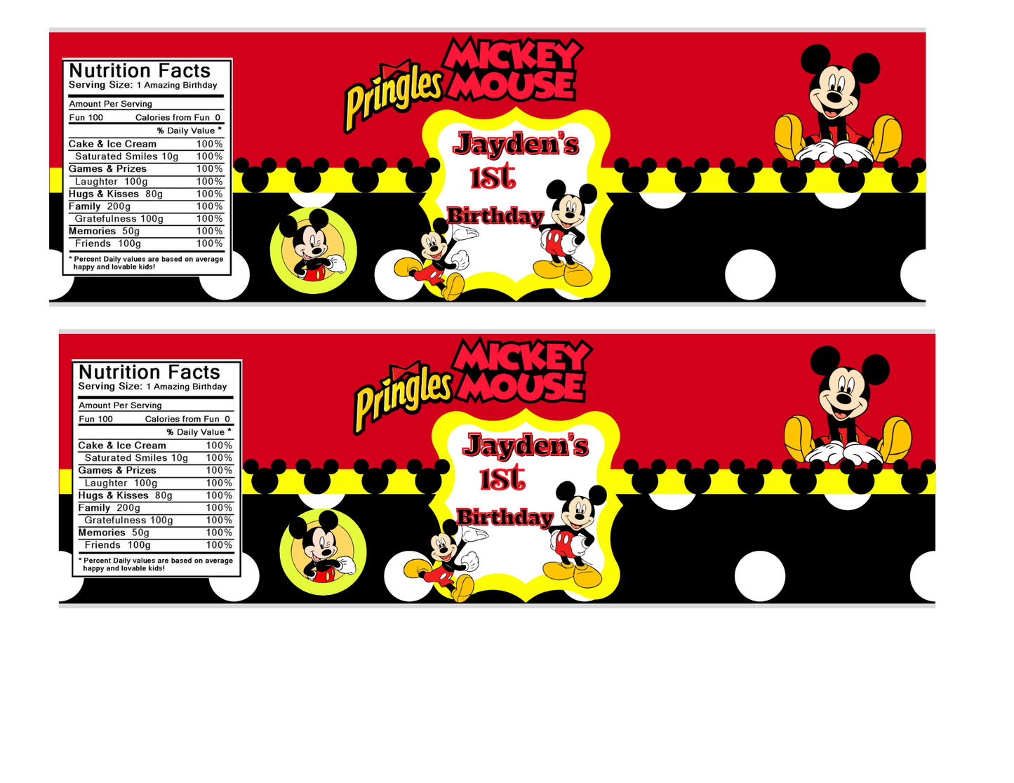 Mickey Mouse Birthday Party Favor editable digital Canva template