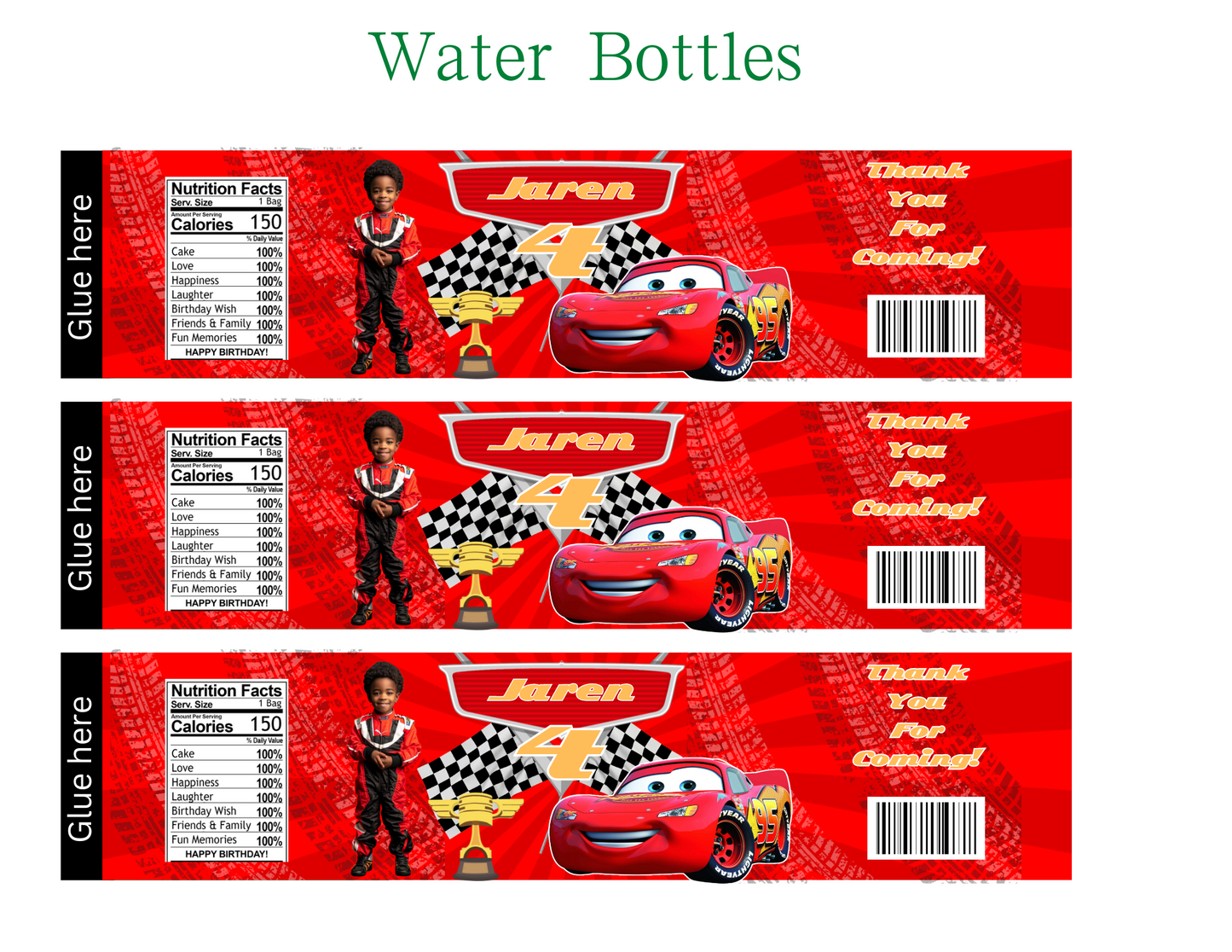 Cars Birthday Party Favor Editable Digital Template