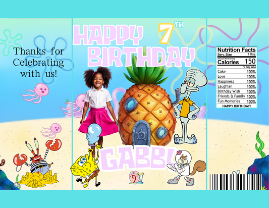 Spongebob Squarepants Happy birthday digital editable  Canva template w/ Mockup